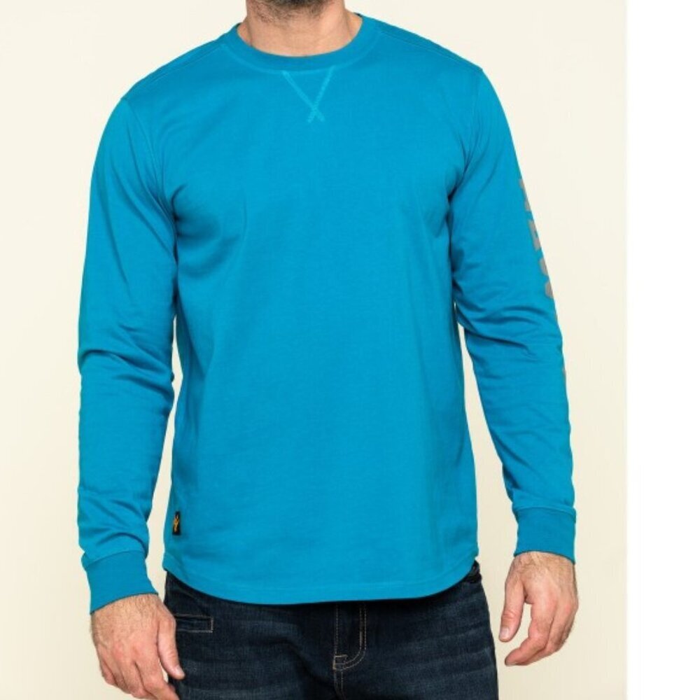 Hawx Work Gear Blue Logo Long Sleeve Crewneck Tee Men’s XLT Tall